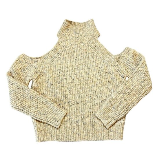 Womens Astr the Label Tan Cold Shoulder Mock Neck Wool Blend Sweater Size Medium - Picture 1 of 12